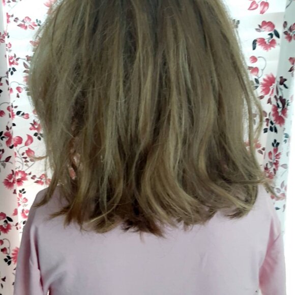 Honey blonde mix lace wig  12\'\'heat friendly with human hair main image 4